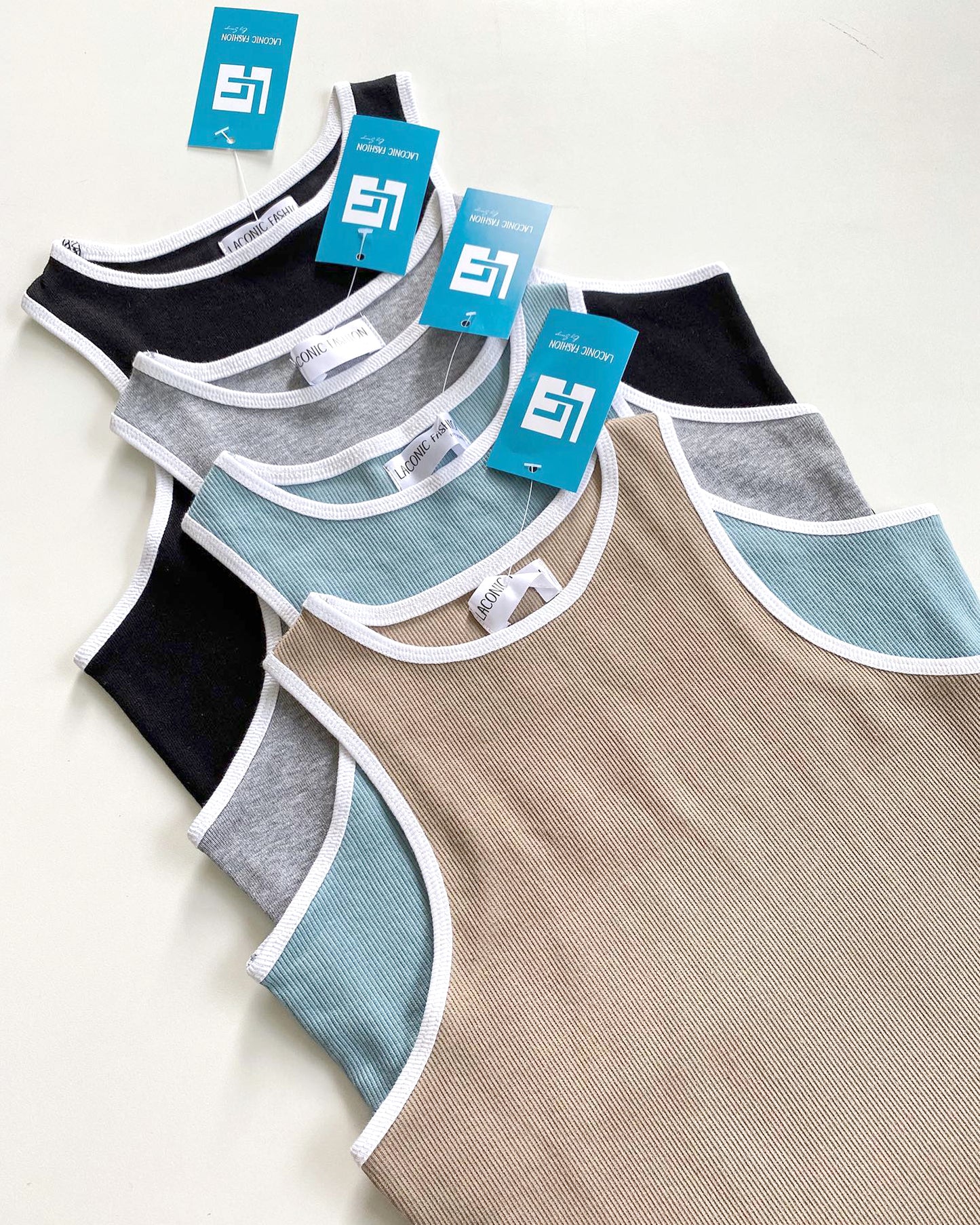 Contrast Binding Rib Long Length Tank Top