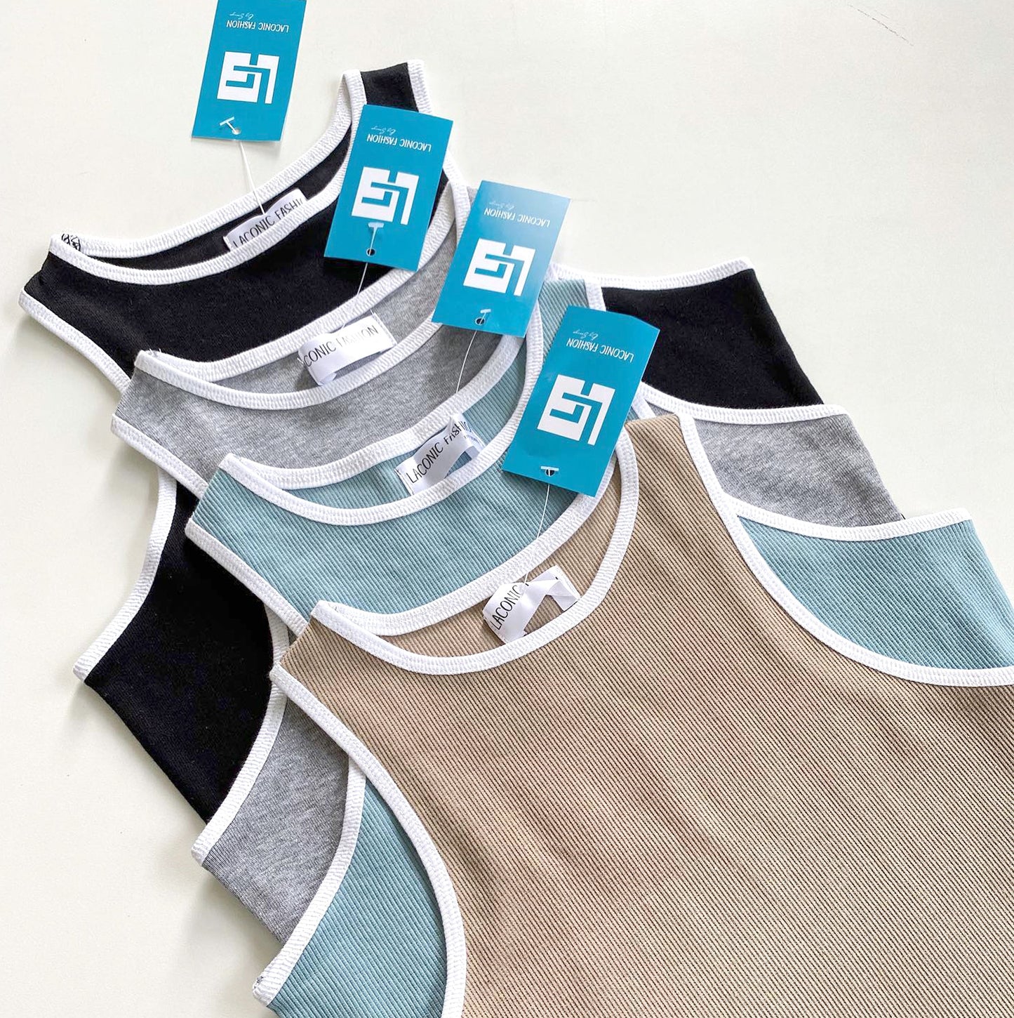 Contrast Binding Rib Long Length Tank Top