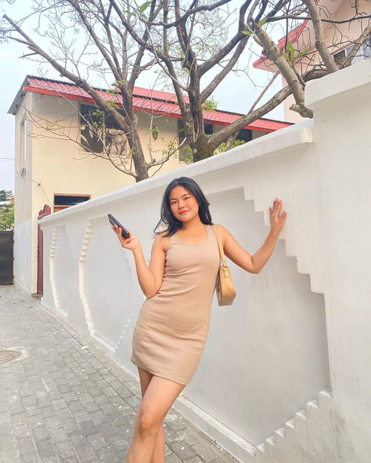 Scoop Neck Rib Bodycon Dress