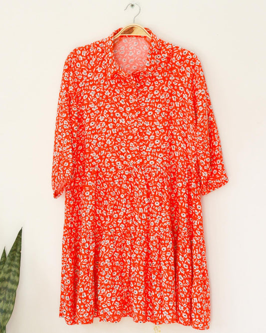 Tiered Raglan Sleeve Rayon Dress