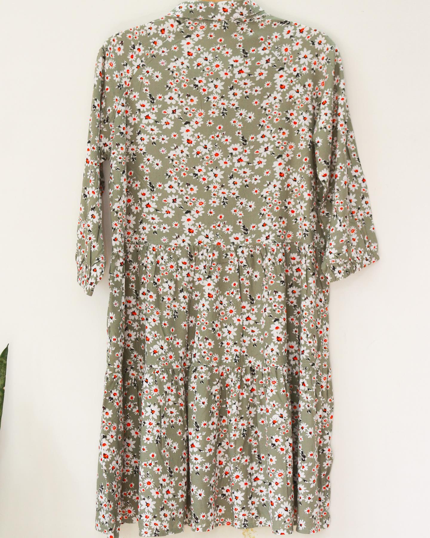 Tiered Raglan Sleeve Rayon Dress