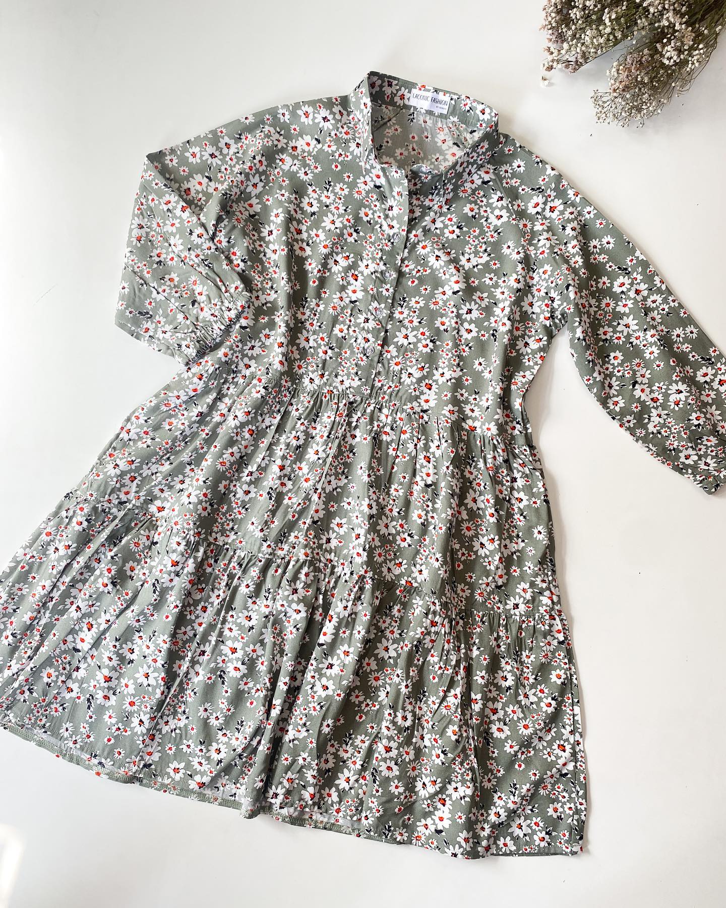 Tiered Raglan Sleeve Rayon Dress