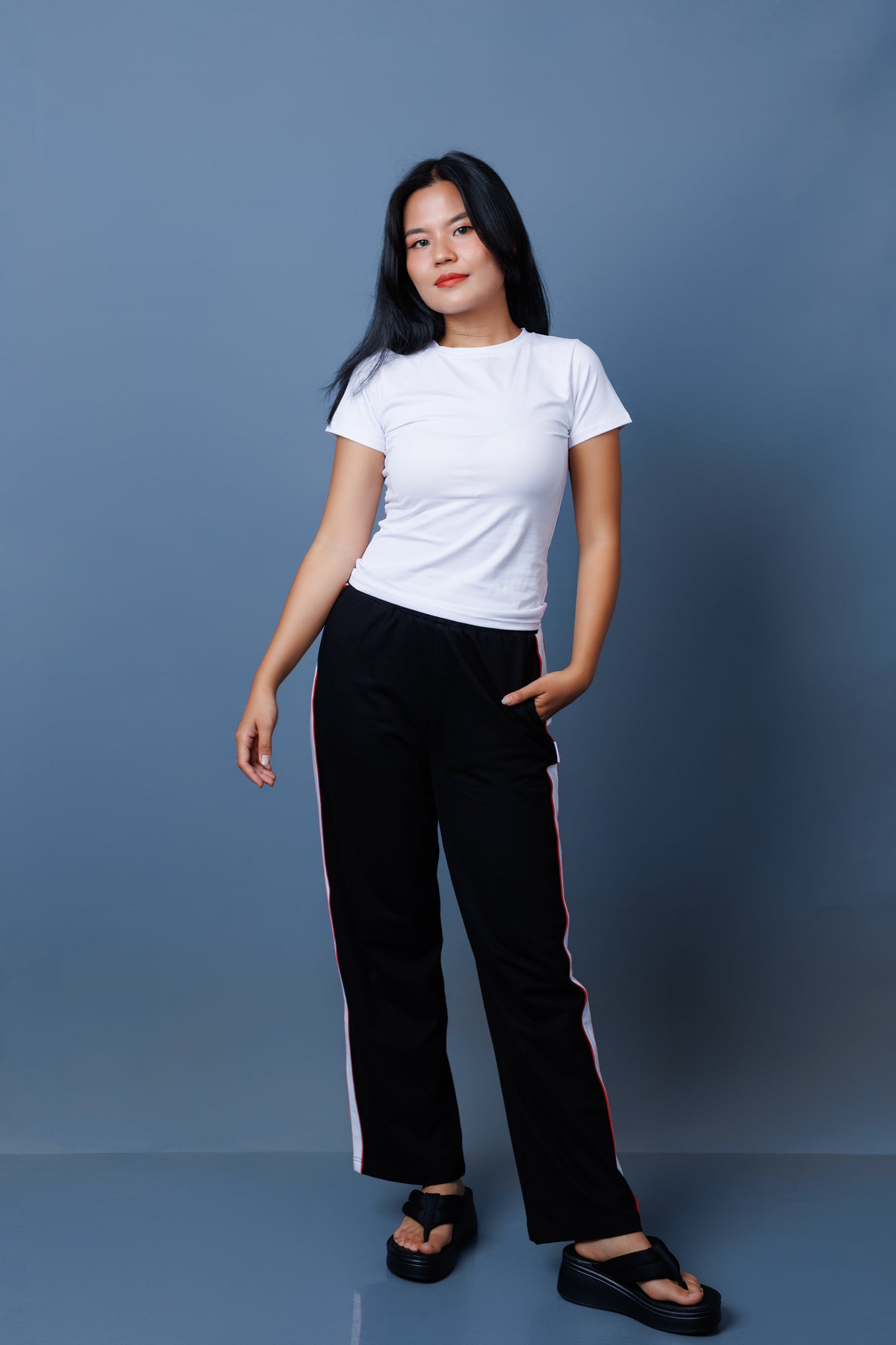 Contrast Panel Straight Leg Trousers