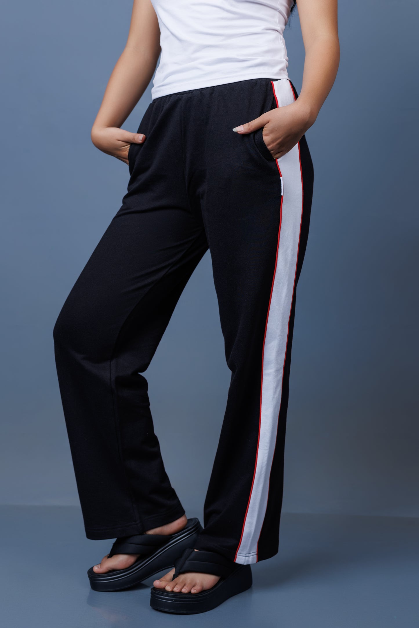 Contrast Panel Straight Leg Trousers