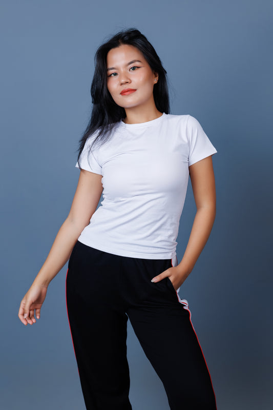 Basic Long Line Half Sleeve Fitted Top