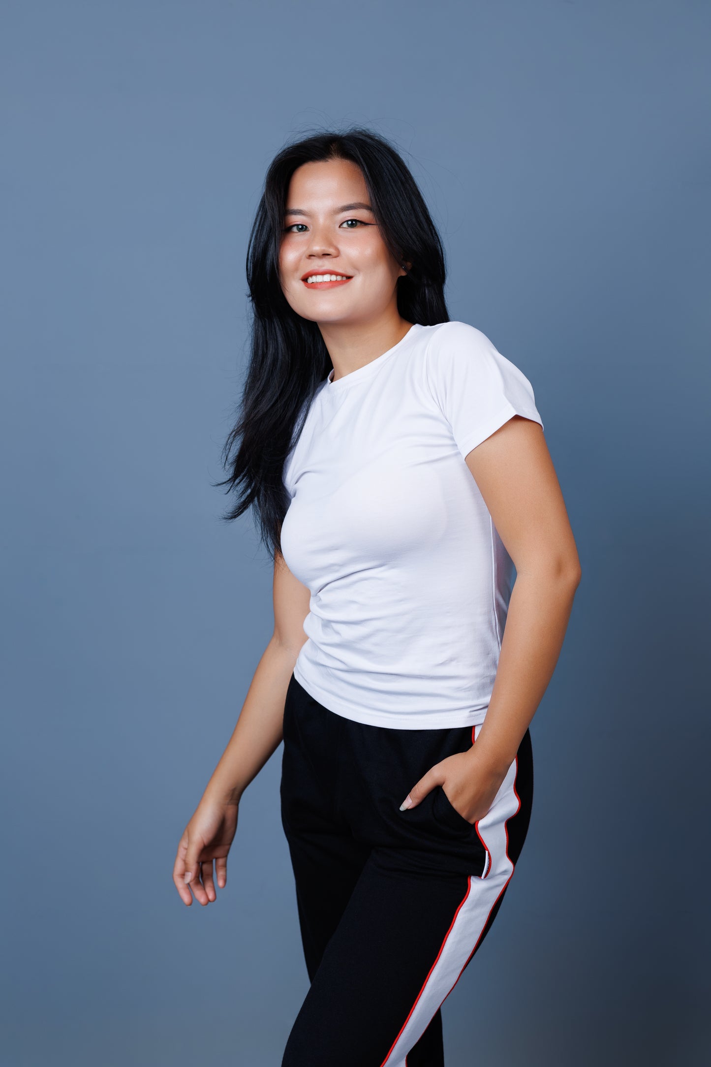 Contrast Panel Straight Leg Trousers