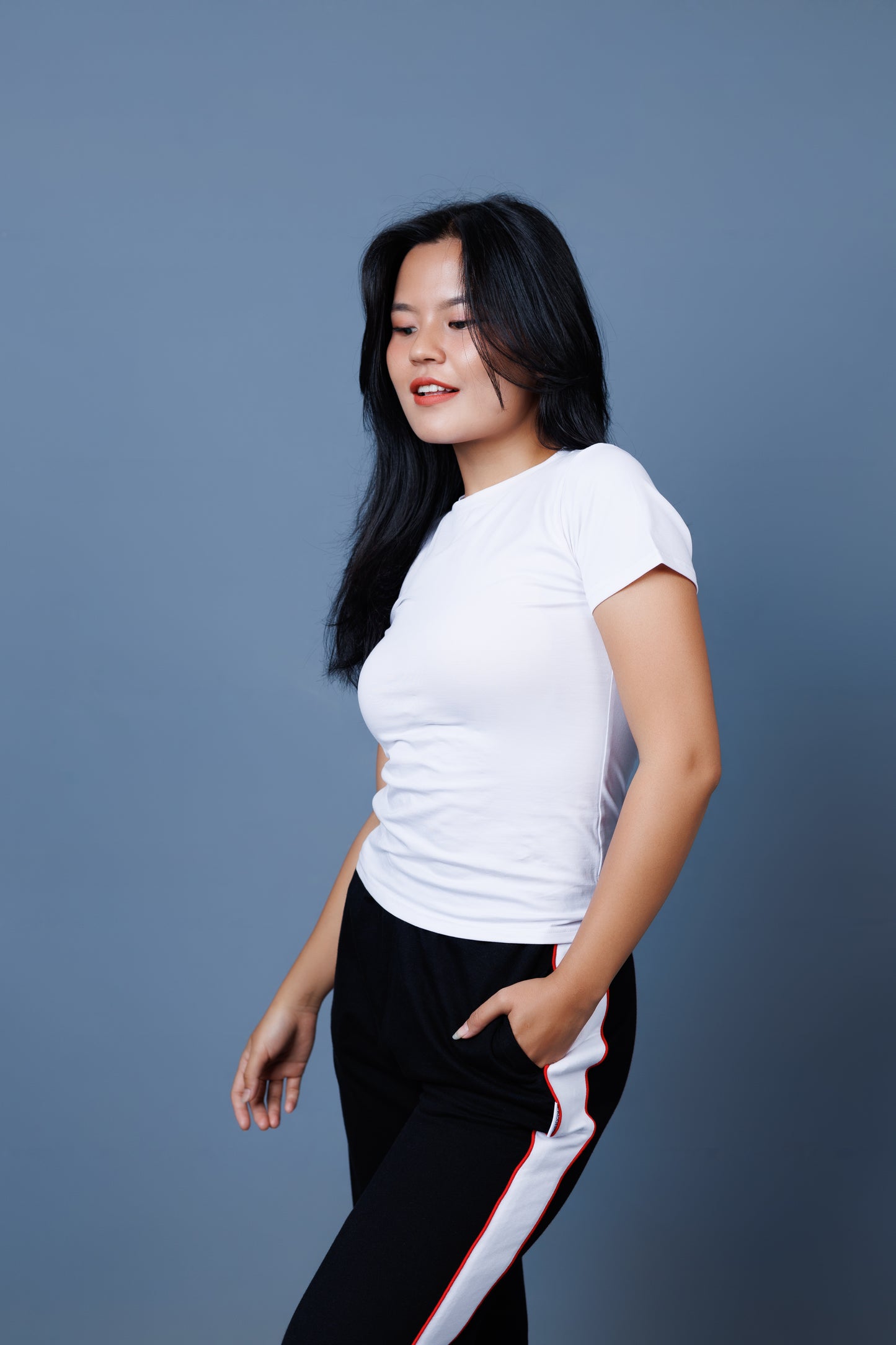 Contrast Panel Straight Leg Trousers