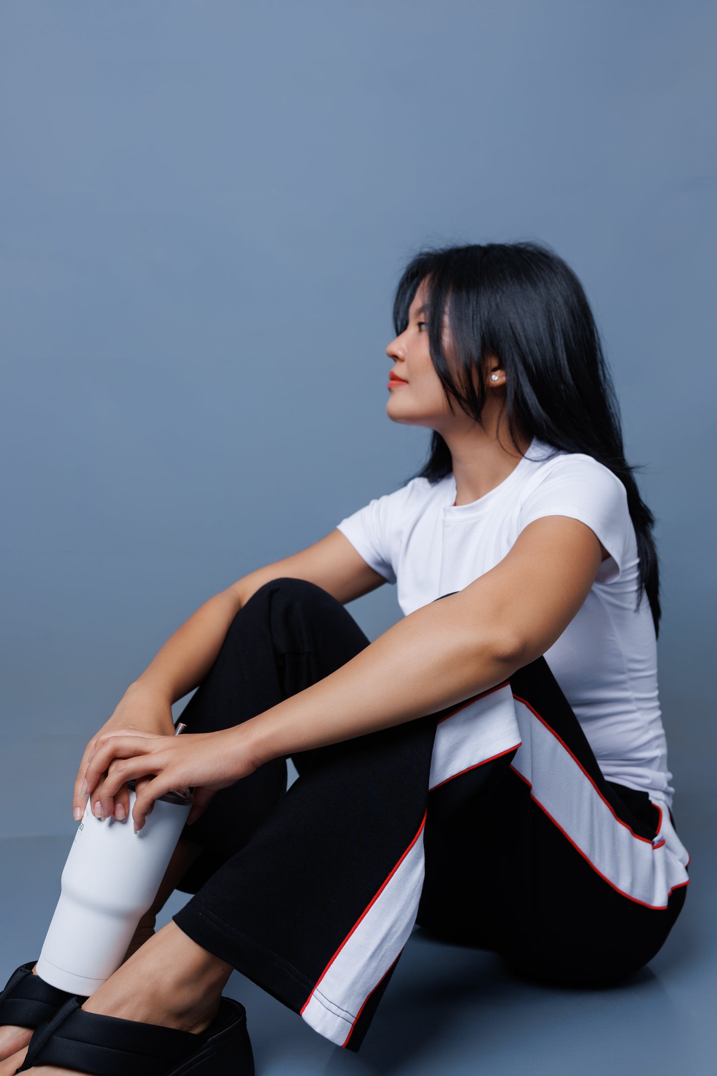 Contrast Panel Straight Leg Trousers