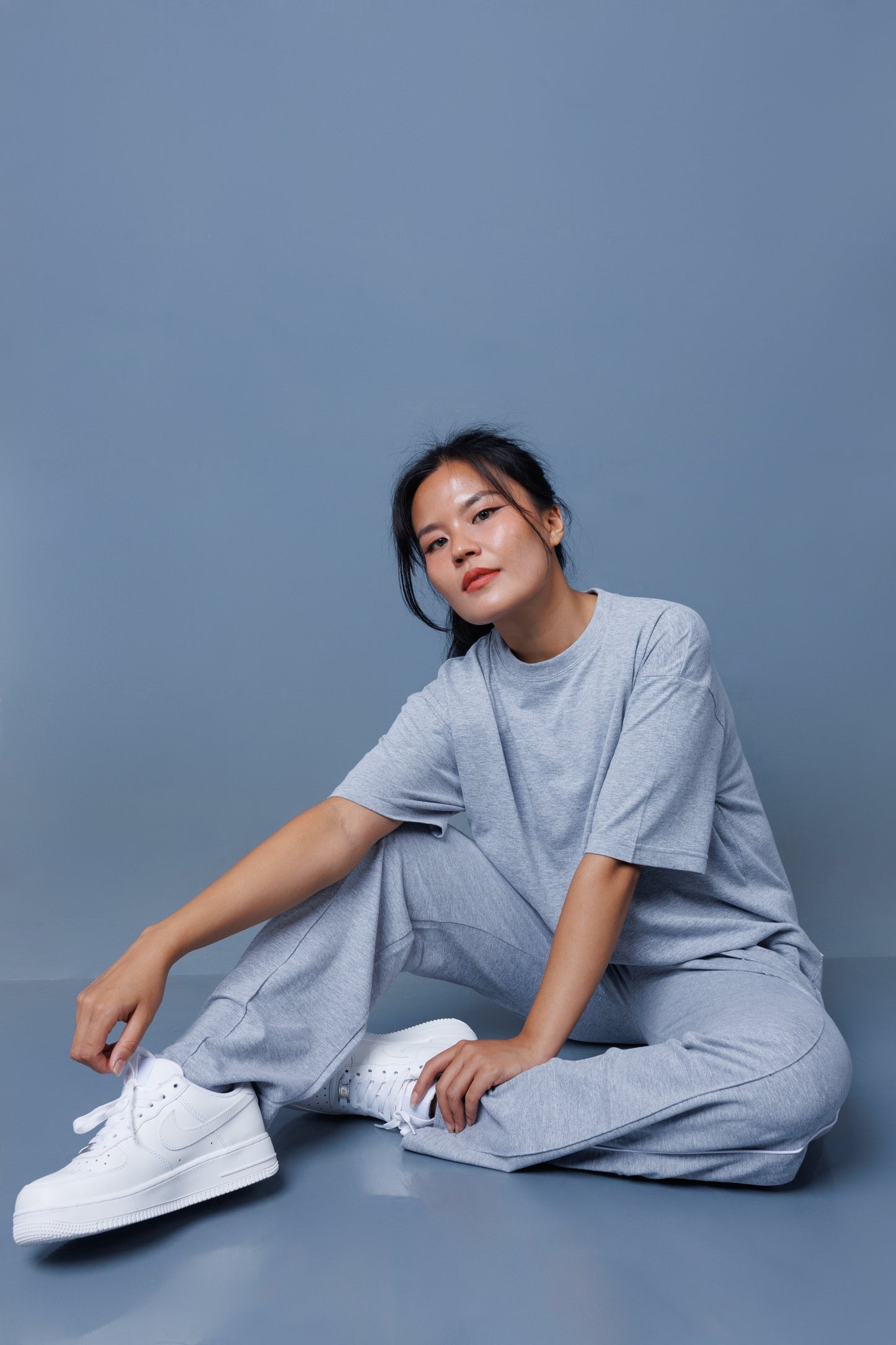 Double Piping Pin Tuck Detail High Waist Straight Leg Trousers