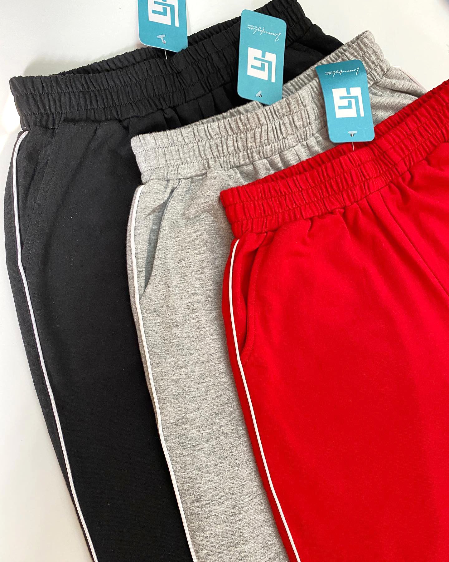 Basic High Waisted Single Piping Detail Wide Leg Trousers