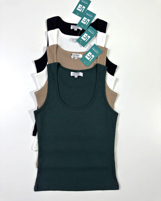 Balance Tank Top - Scoop Neck Sleeveless Fitted Tank Top