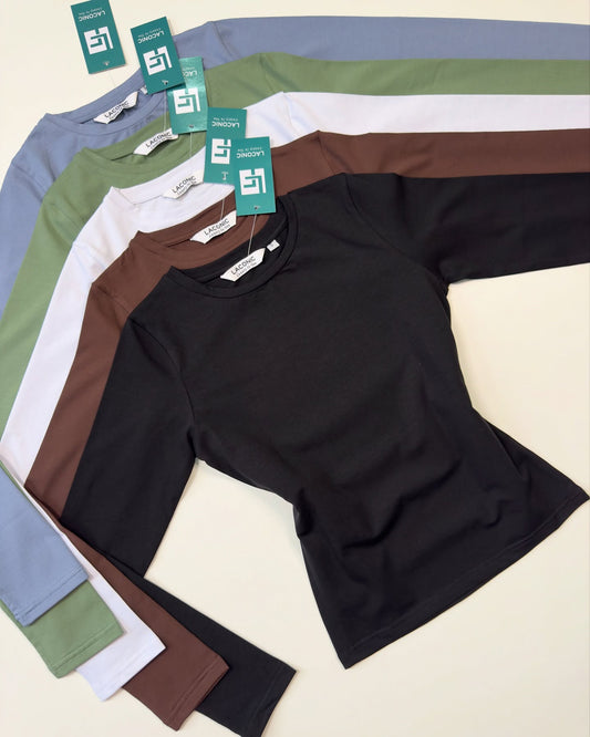 Basic Crew-neck long length full sleeve fitted top