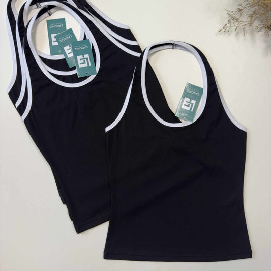 cotton sleeveless tops, halter contrast top, halter sleeveless top