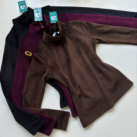 Best Fleece High Neck Tops, Laconic Nepal High Neck Winter tops, Turtle Neck Fleece Full Sleeve Tops in colors: black, brown