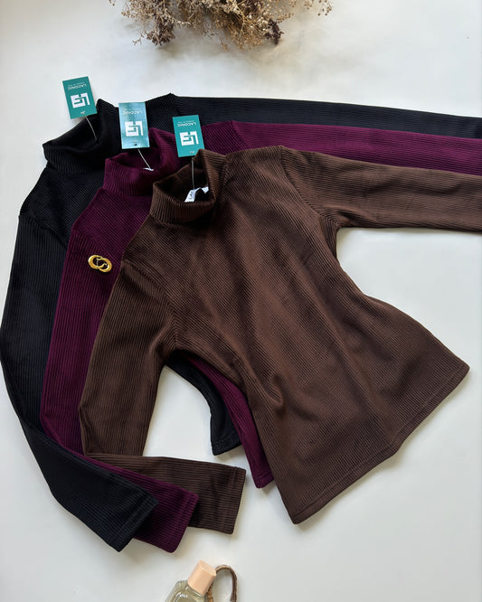 Cozy Corduroy Fleece Turtle Neck Top