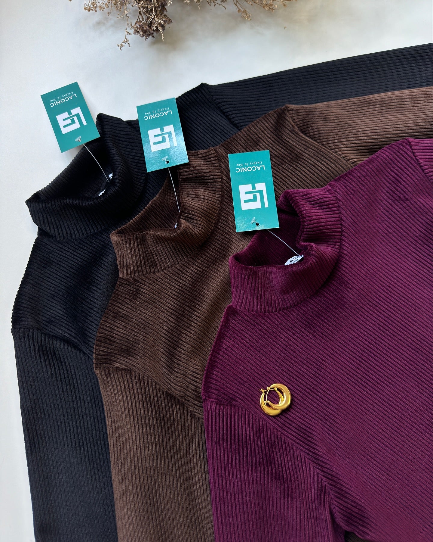 Cozy Corduroy Fleece Turtle Neck Top