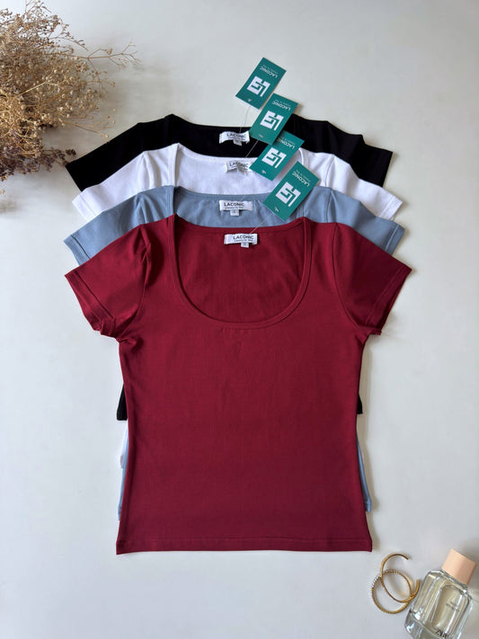 Daisy Dew Top - Scoop Neck Half Sleeve Fitted Top