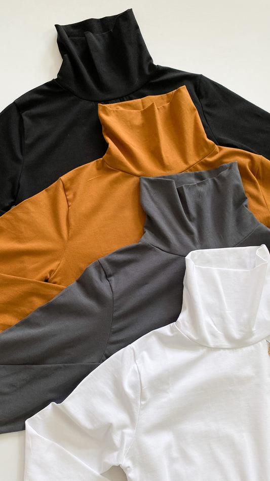 High Neck Full Sleeve Long Length Fitted Top