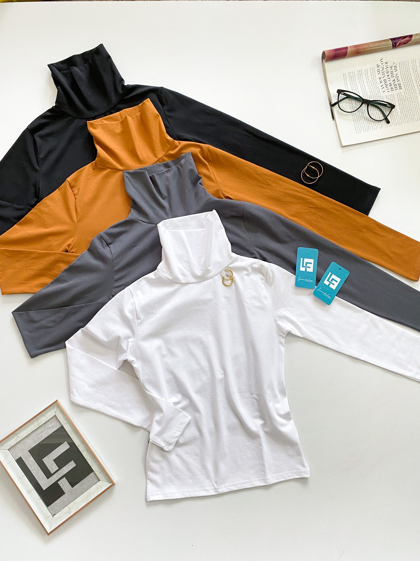 High Neck Full Sleeve Long Length Fitted Top