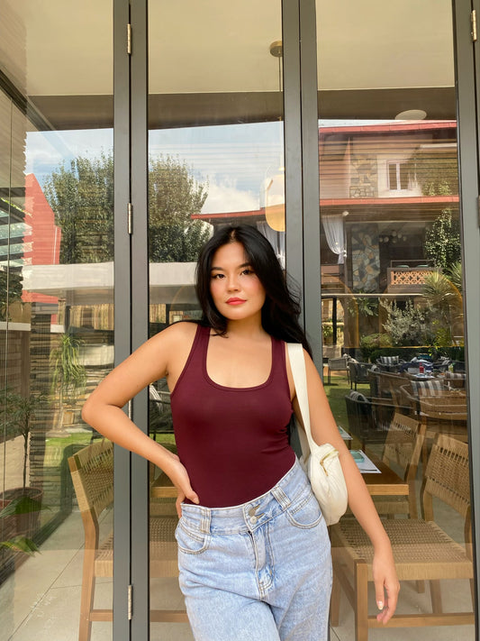 Scoop - Neck Racer Back Sleeveless Bodysuit