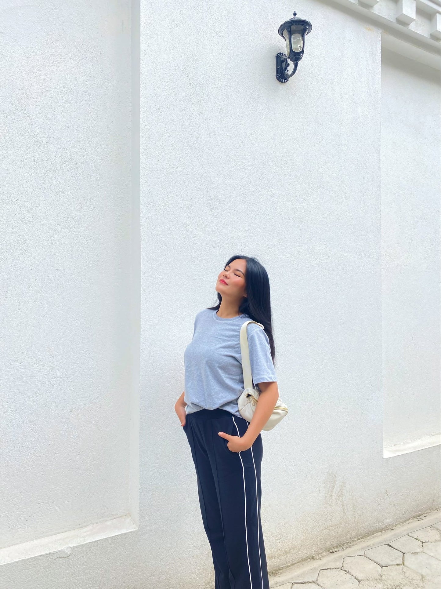 Double Piping Pin Tuck Detail High Waist Straight Leg Trousers