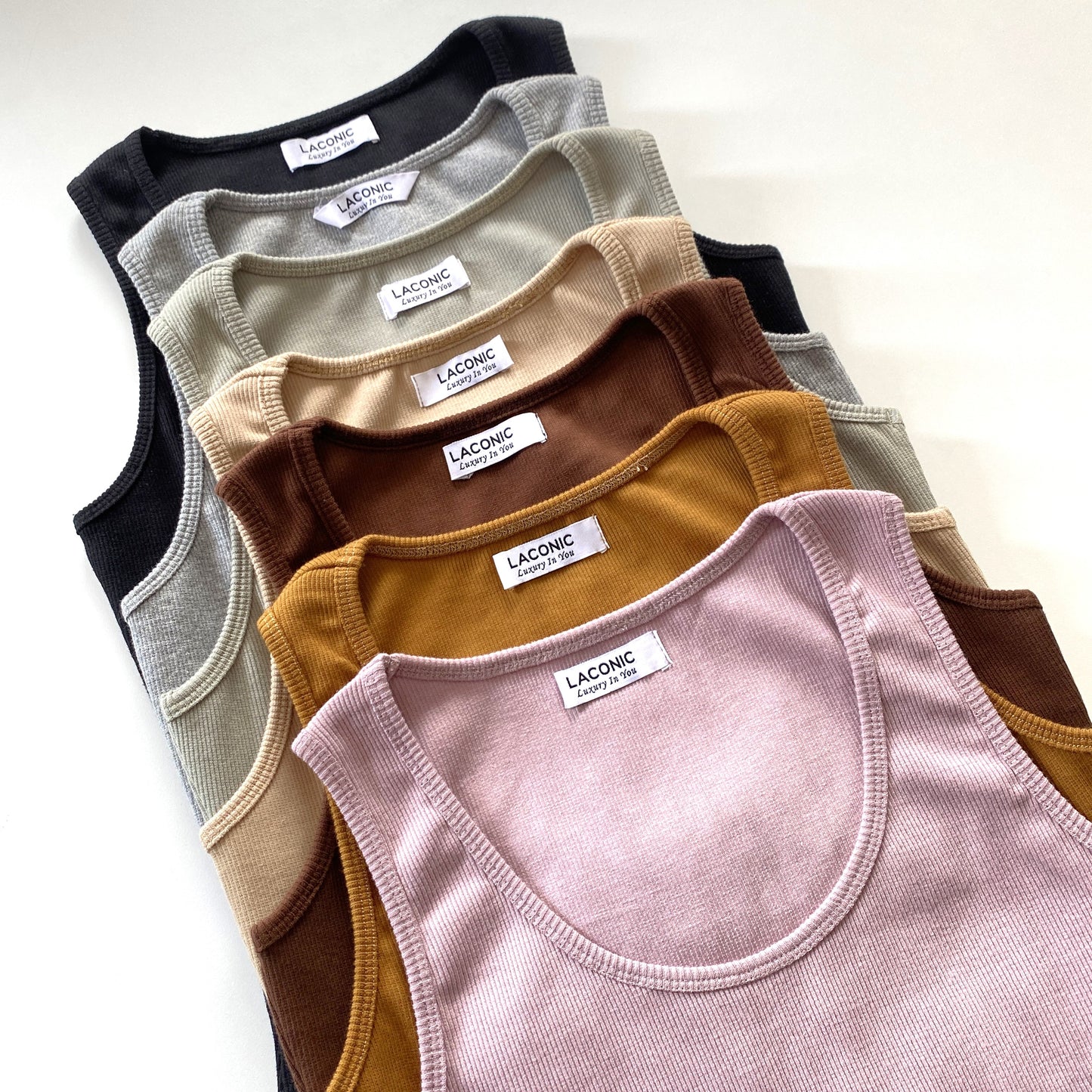 Ribbed Scoop Neck Long Length Tank Top