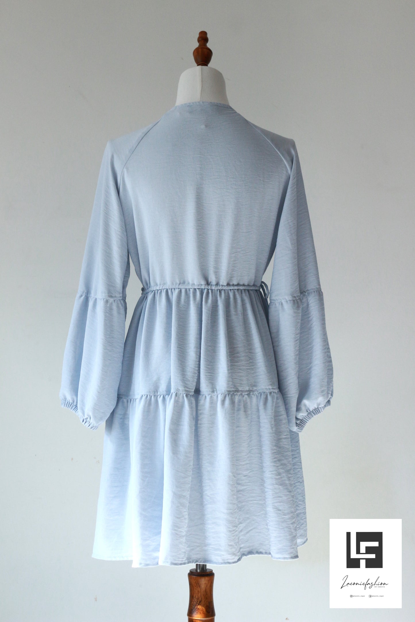 Tiered Adjustable Ruched Detail Raglan Sleeve Dress