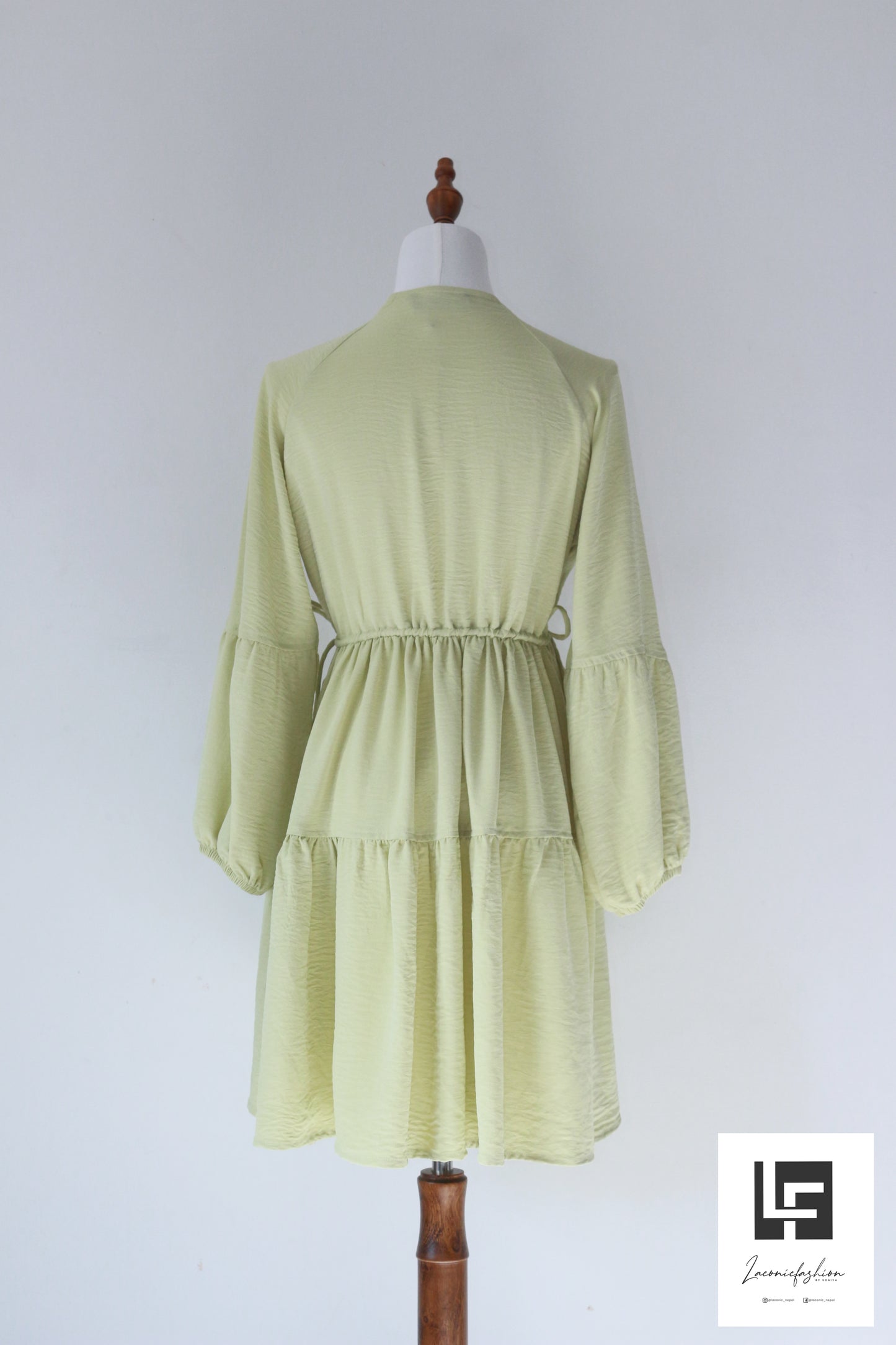 Tiered Adjustable Ruched Detail Raglan Sleeve Dress
