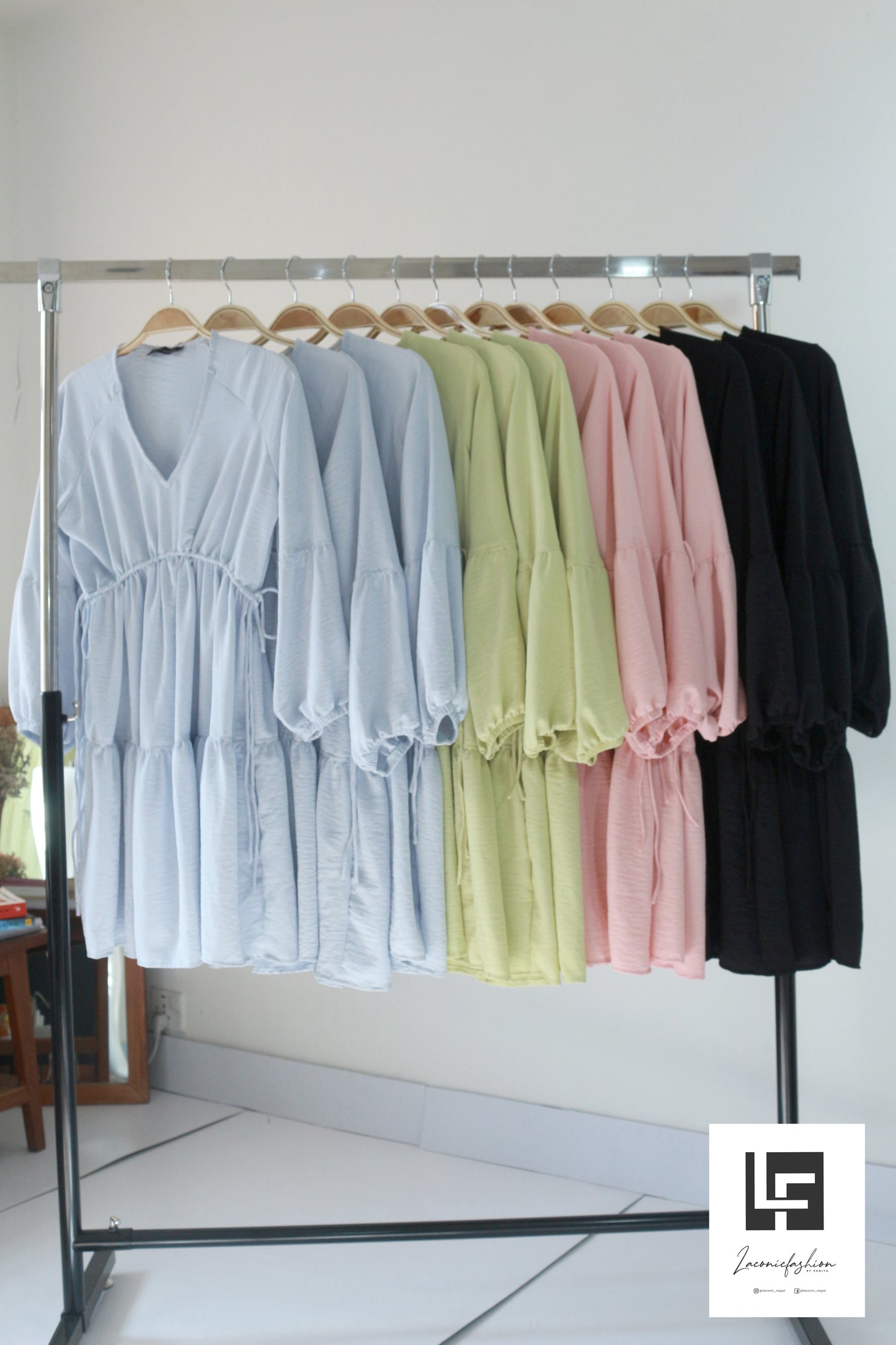 Tiered Adjustable Ruched Detail Raglan Sleeve Dress