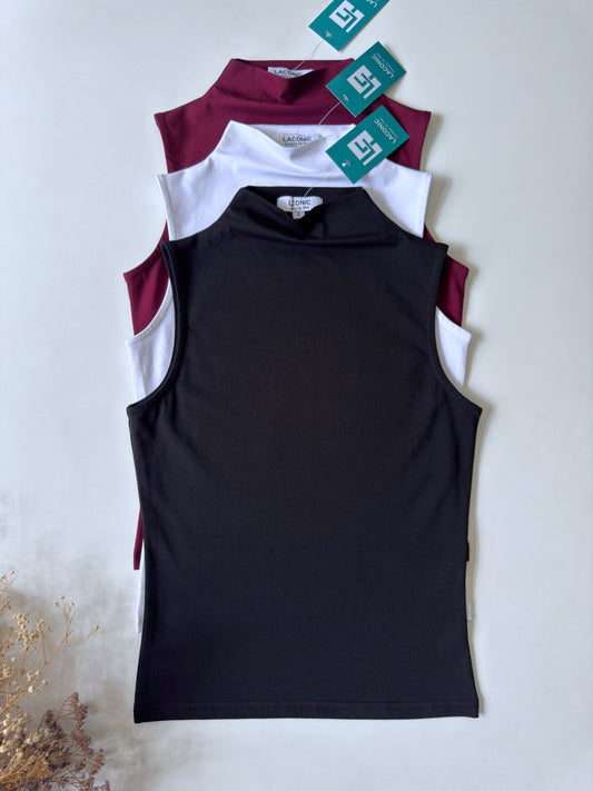 Iris Bloom Top - Mock Neck Sleeveless Top