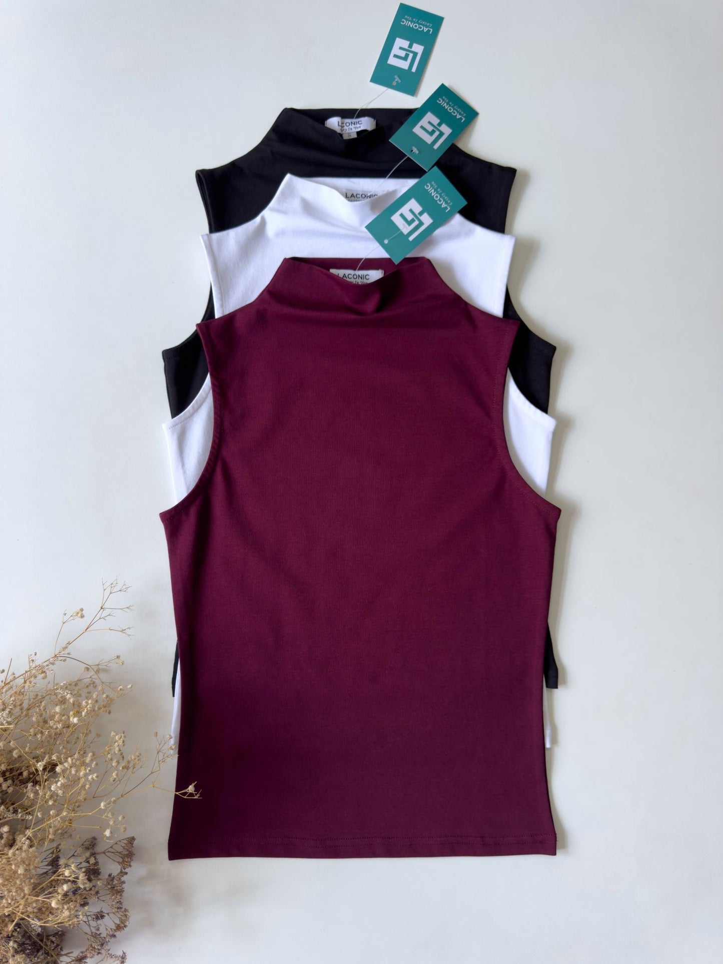 Iris Bloom Top - Mock Neck Sleeveless Top