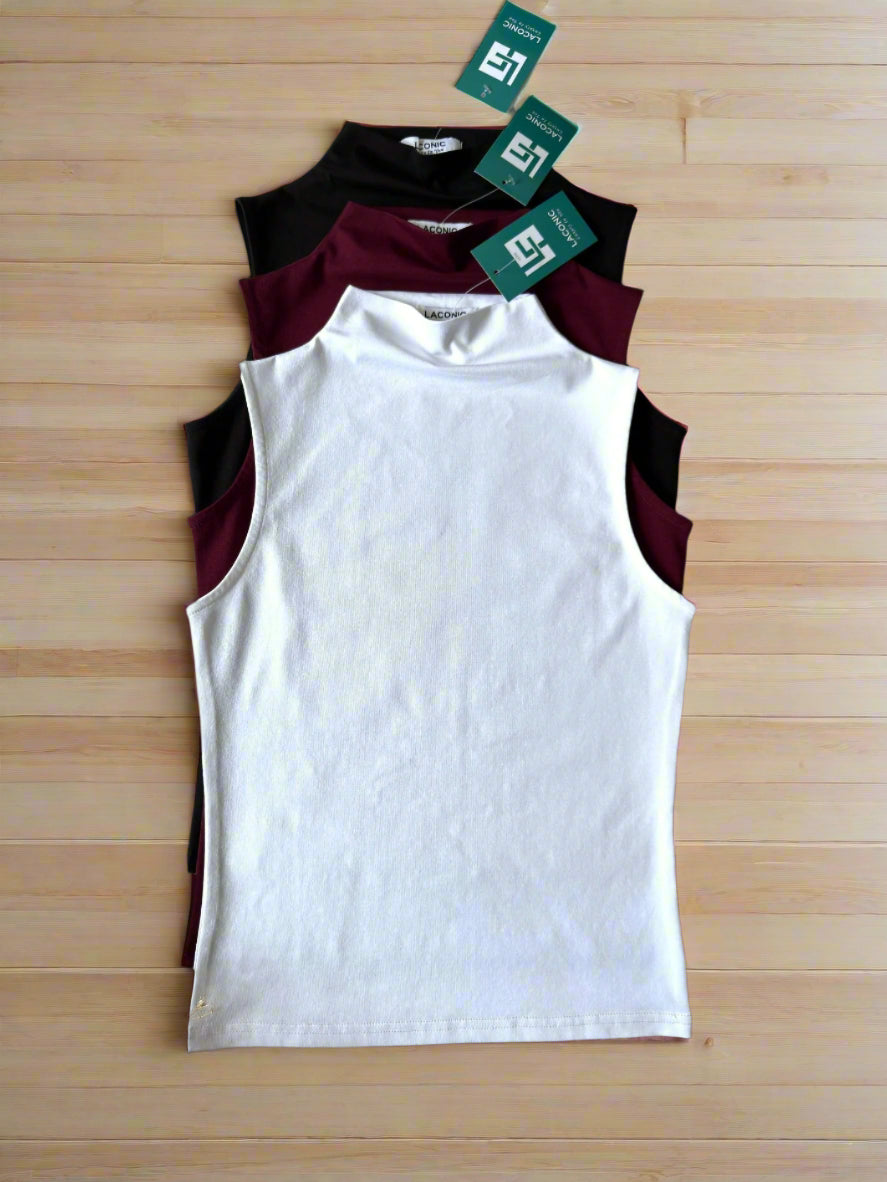 Iris Bloom Top - Mock Neck Sleeveless Top