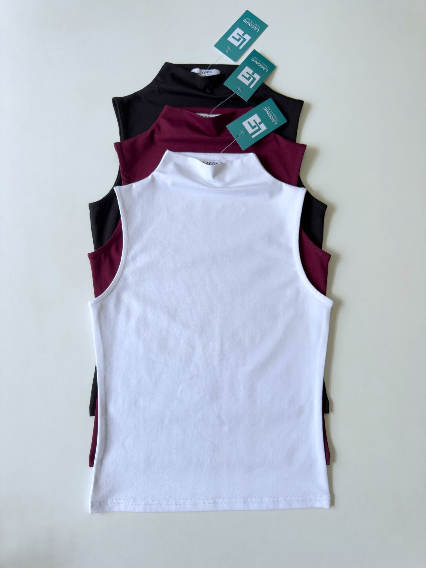 Iris Bloom Top - Mock Neck Sleeveless Top