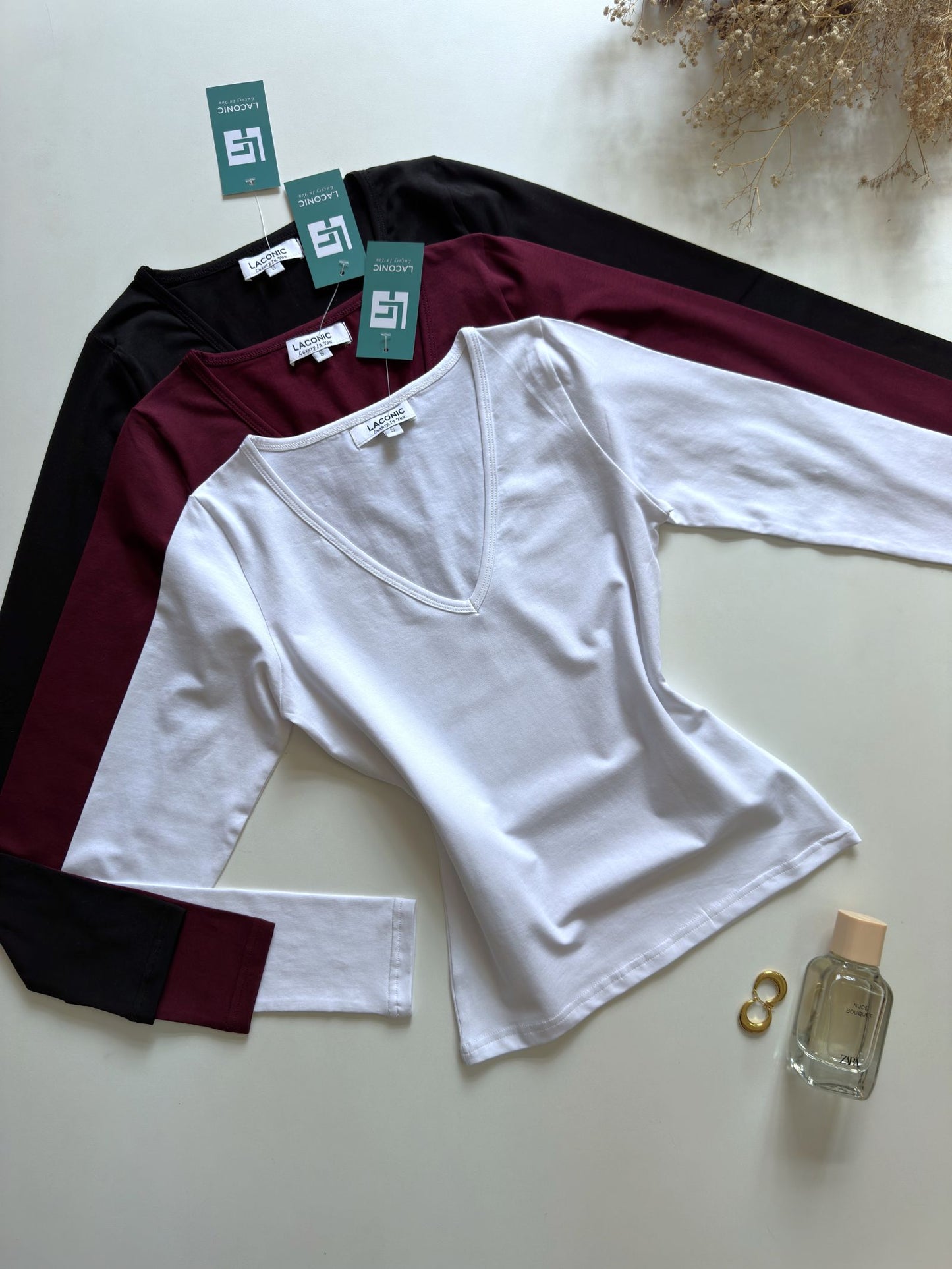 Lily Veil Top : Deep V - Neck Fiited Top