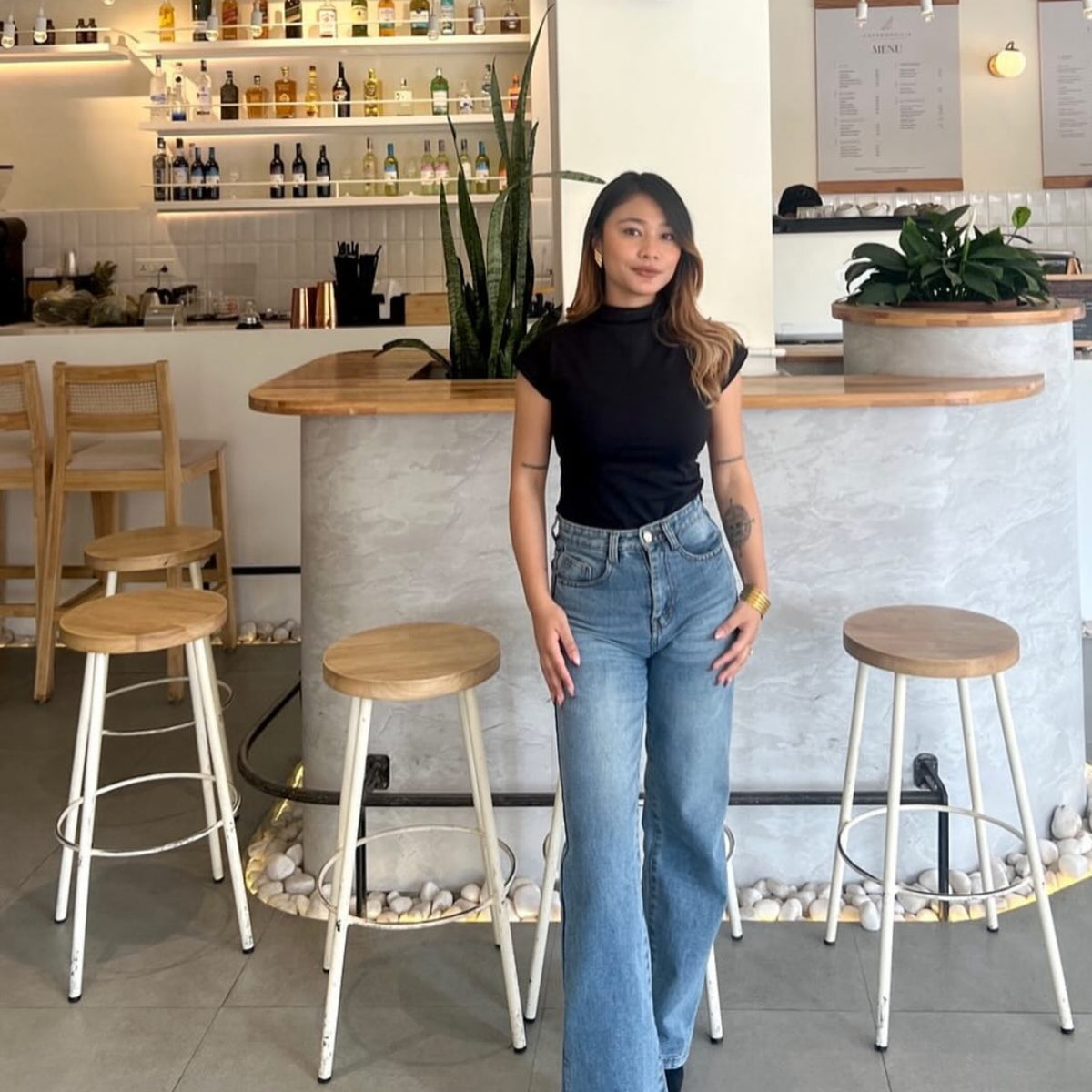 Mock Neck Cap Sleeve Fitted Top