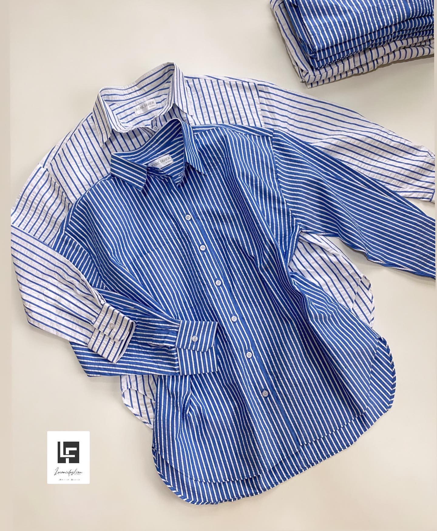 Pinstripes Seersucker Oversized Shirt