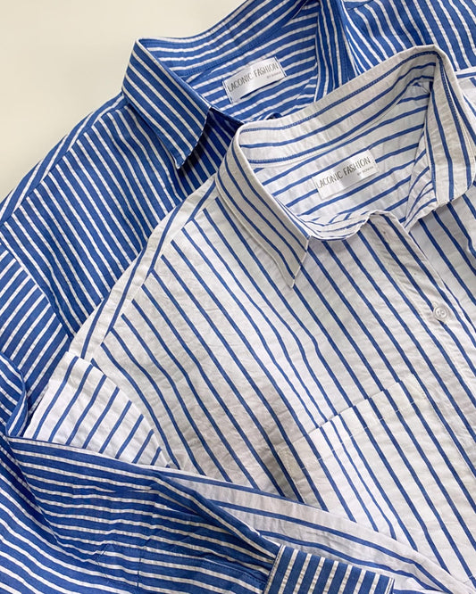 Pinstripes Seersucker Oversized Shirt