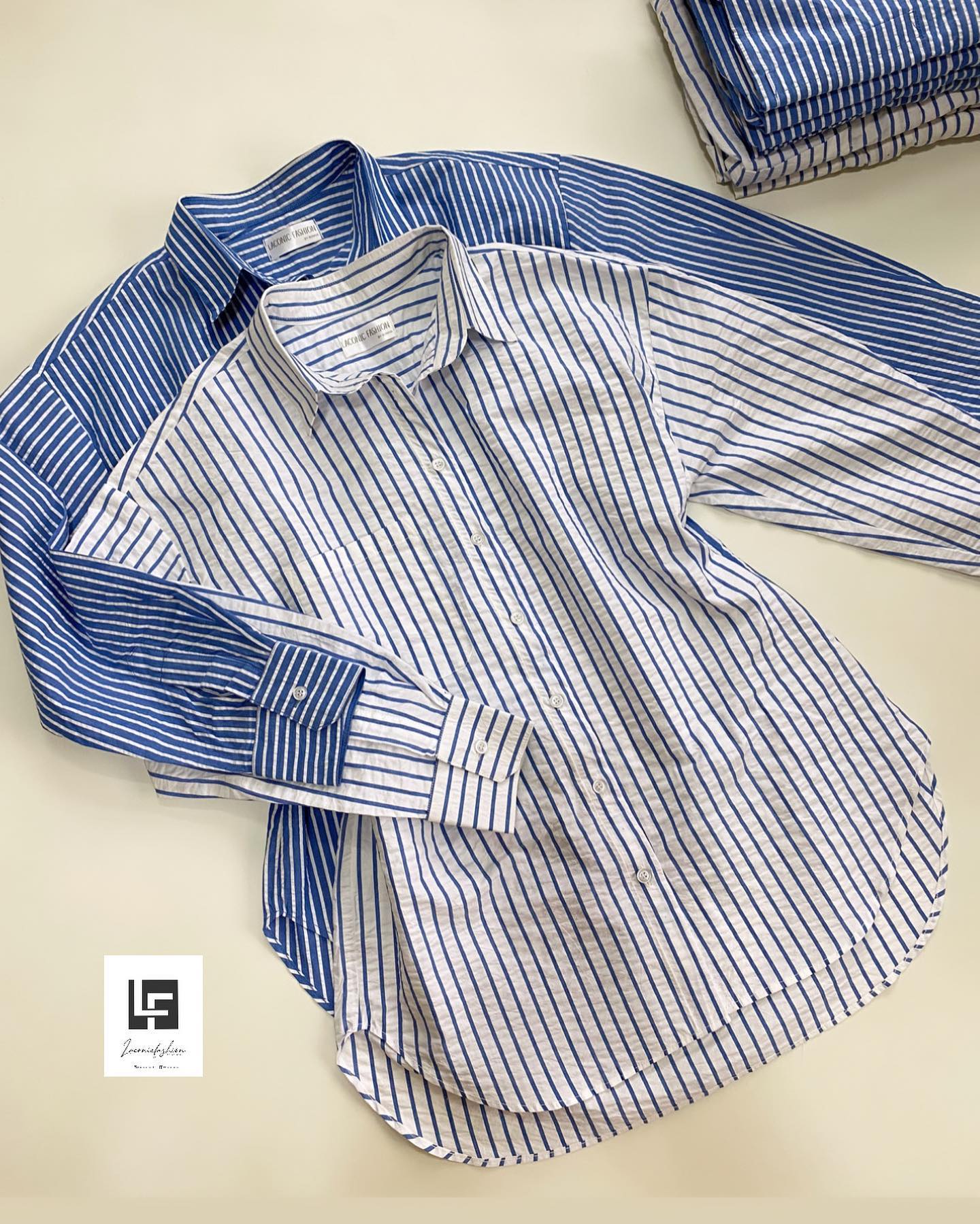 Pinstripes Seersucker Oversized Shirt