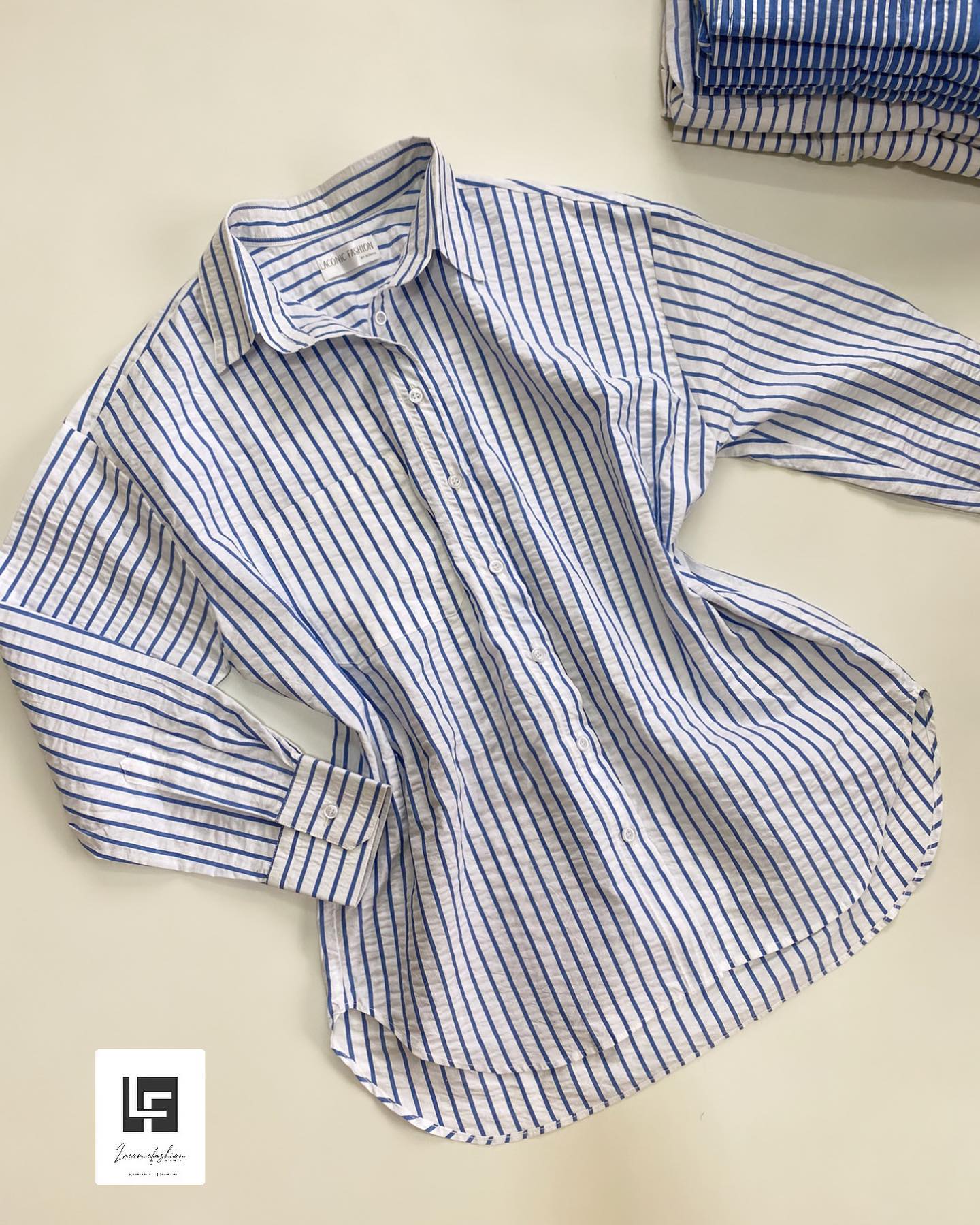 Pinstripes Seersucker Oversized Shirt