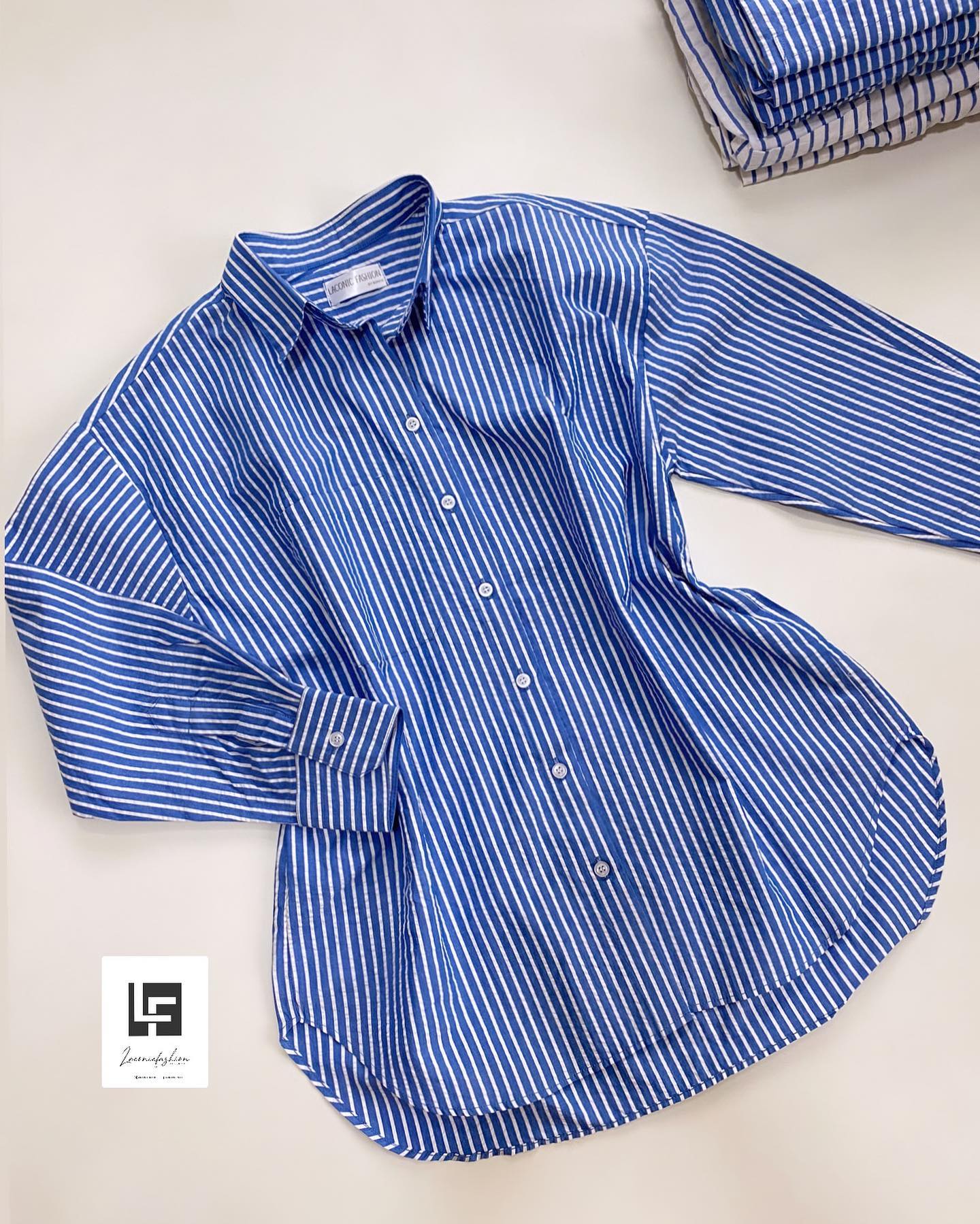 Pinstripes Seersucker Oversized Shirt