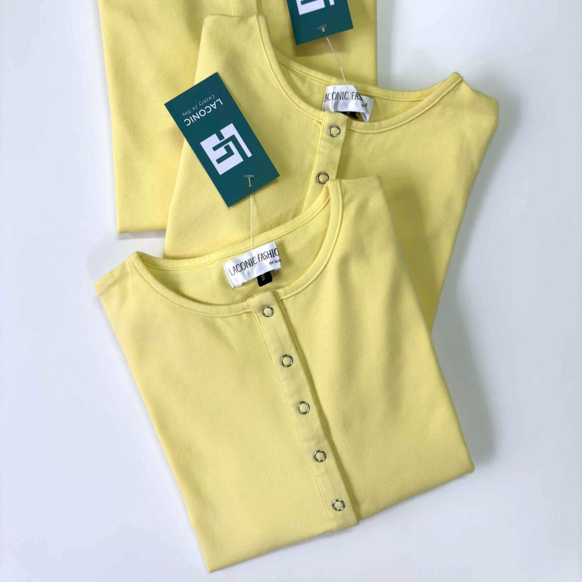 Crewneck Popper Button Detail Top
