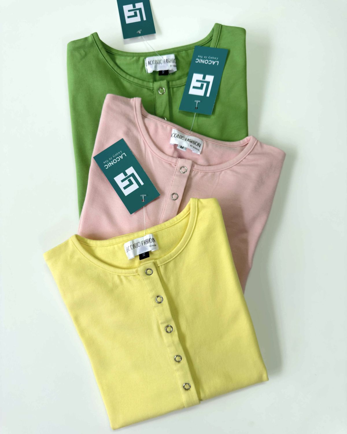 Crewneck Popper Button Detail Fitted Full Sleeve Top