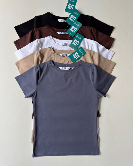 Basic Long Line Half Sleeve Fitted Top