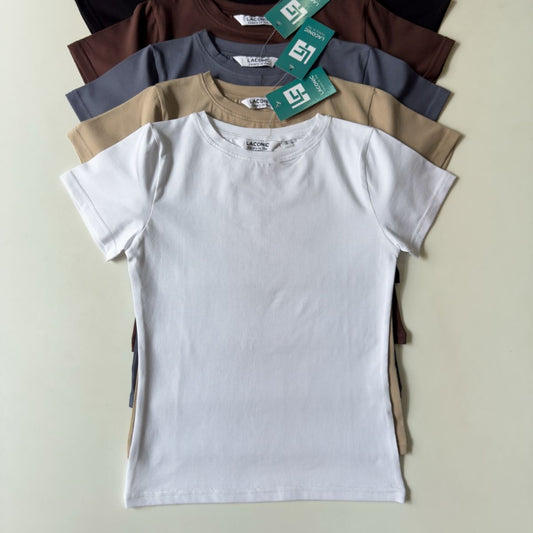 Basic Long Line Half Sleeve Fitted Top