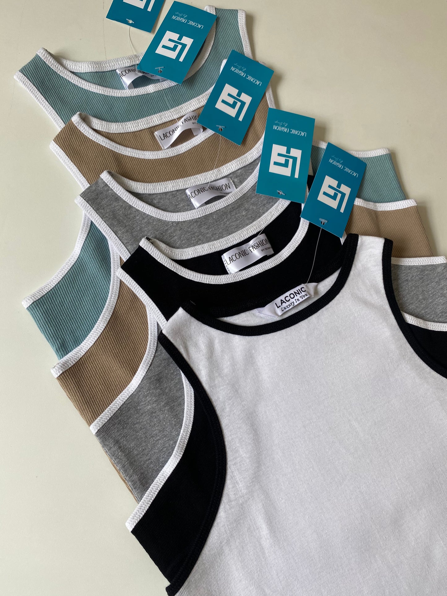 Contrast Binding Rib Long Length Tank Top
