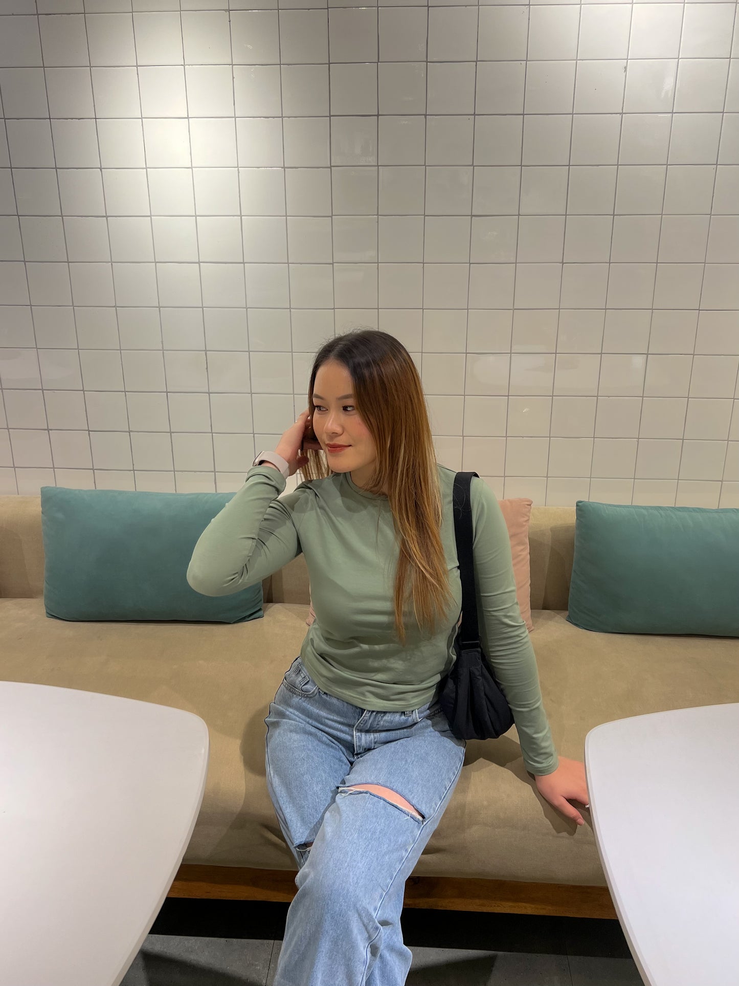 Basic Crew-neck long length full sleeve fitted top