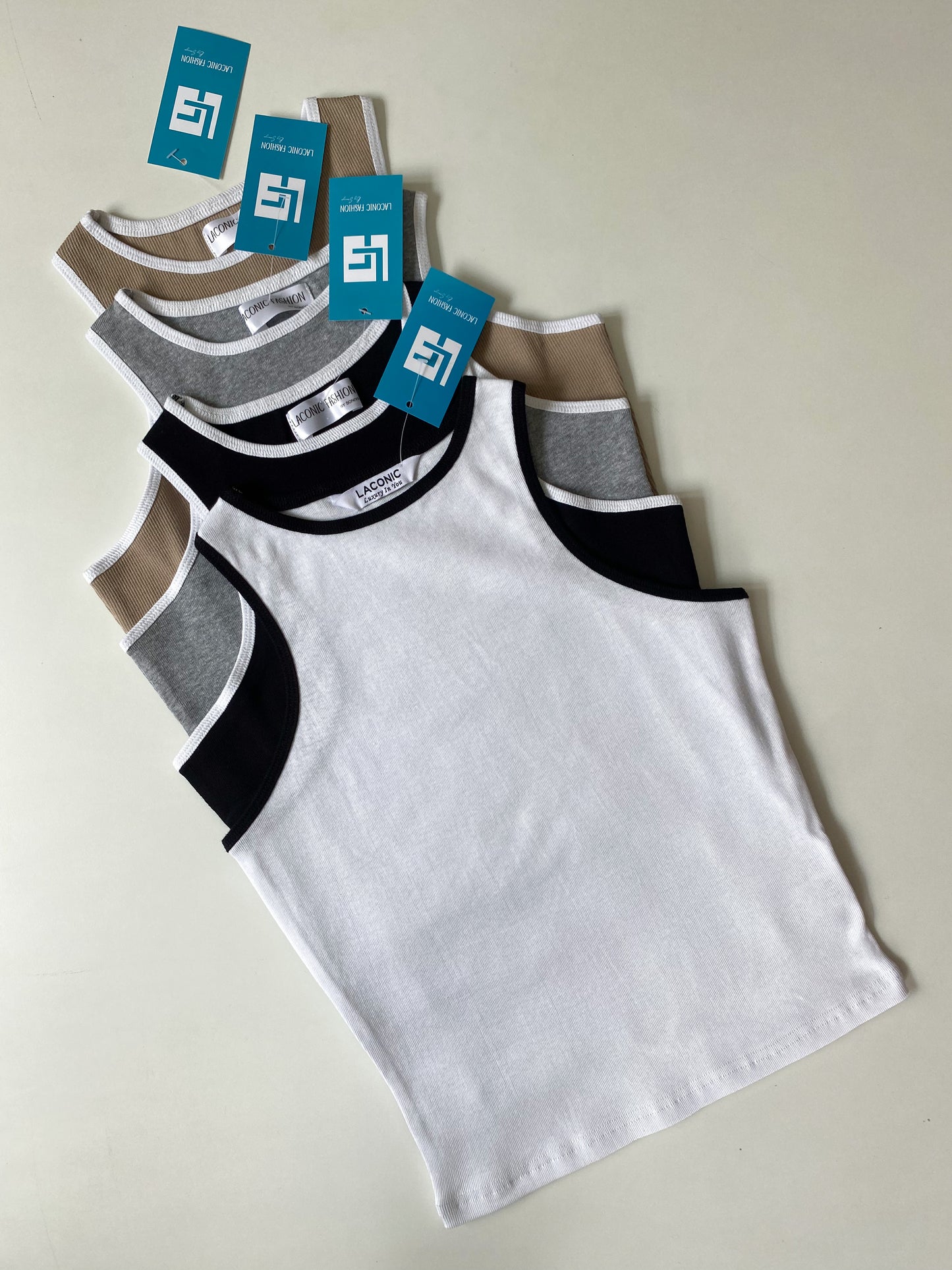 Contrast Binding Rib Long Length Tank Top