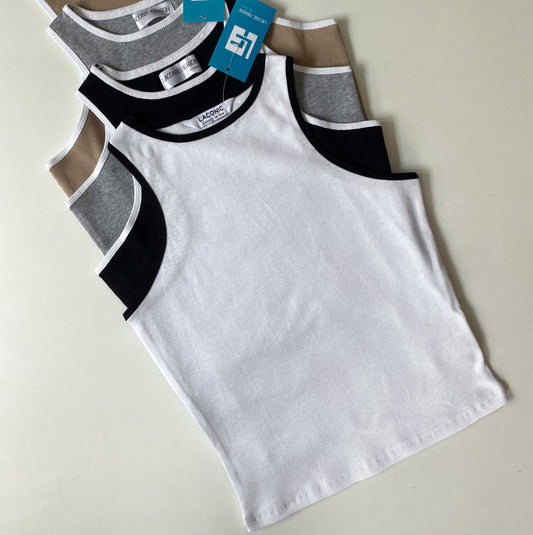 Contrast Binding Rib Long Length Tank Top
