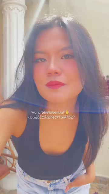 Ribbed Scoop Neck Long Length Tank Top