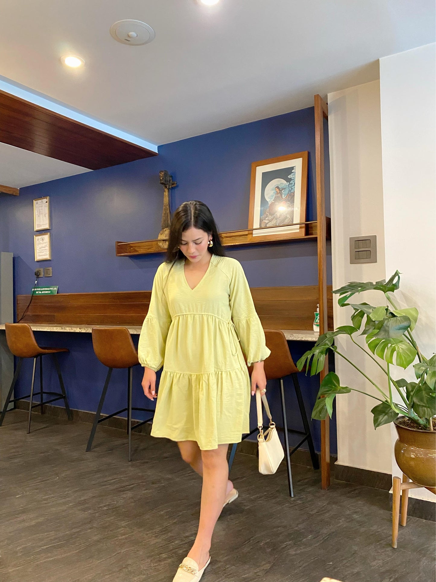 Tiered Adjustable Ruched Detail Raglan Sleeve Dress